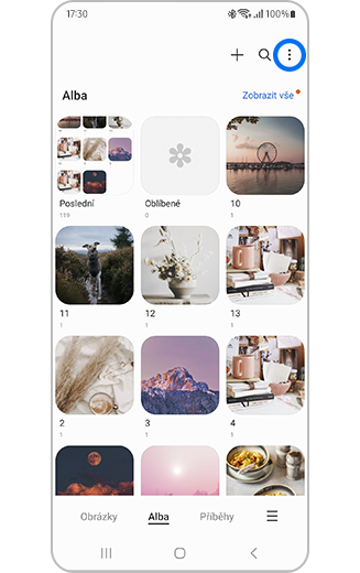 Ikona Další možnosti v nabídce pro výběr alba.