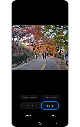 View of Eraser icon and objects to erase highlighted.