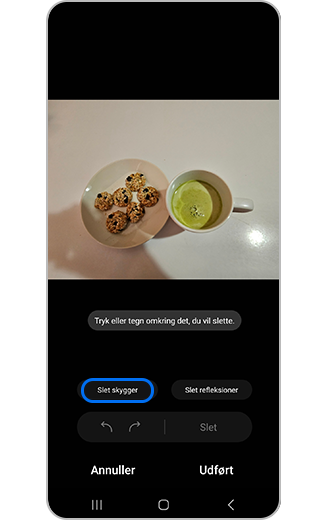 Visning med muligheden for Sletning af skygger fremhævet .
