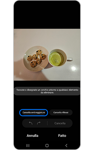 Visualizzazione dell'opzione Cancella ombreggiature evidenziata.