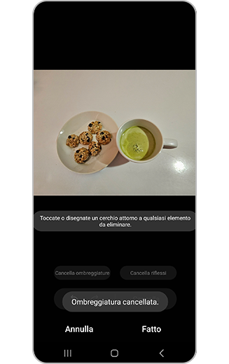 Visualizzazione dell'immagine con cancellazione ombra completata.