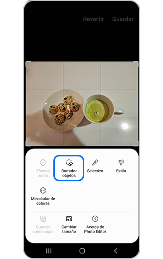 Vista del ícono Borrador objetos.