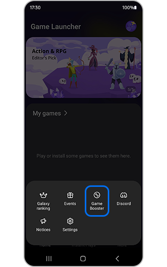 View of Game Booster option.