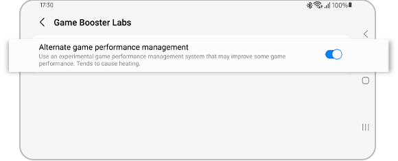 View of alternate game performance management option.