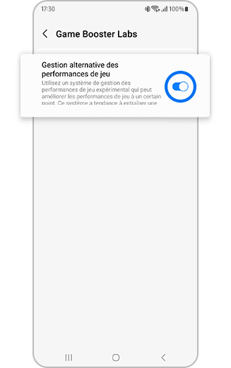 Aperçu de l'option Gestion alternative des performances de jeu.