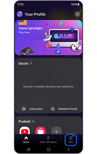 Visualizzazione dell'icona altre opzioni.