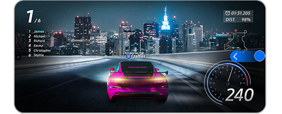 Visualizzazione del gioco con l'icona di scorrimento a sinistra sullo schermo.