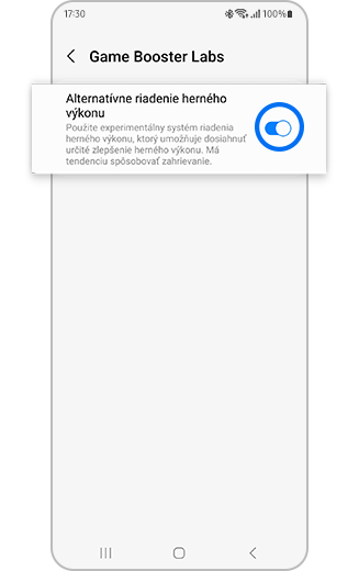Zobrazenie možnosti Alternatívna správa herného výkonu.