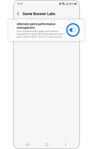 View of alternate game performance management option.