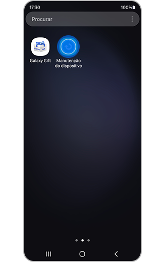 Vista de Manutenção do dispositivo no ecrã de aplicações.