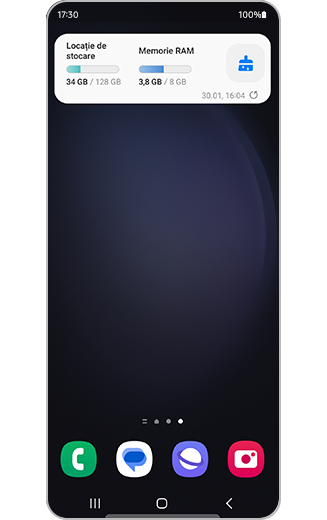 Vedere cu widgetul întreținere dispozitiv pe ecranul Acasă.