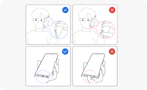 View of lower microphone location and example of hand blocking it.