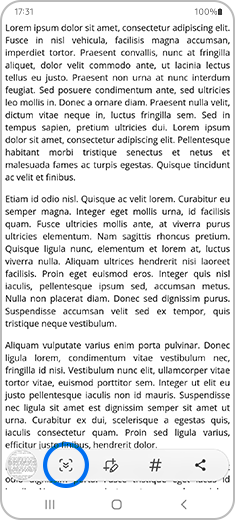 Vue de l’option « Capture d’écran défilante » en évidence.