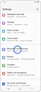 View of the device settings screen with the "Biometrics and security" option highlighted.
