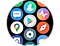 圖為Galaxy Watch 的選單畫面,特別標示出上面的 Play Store 圖示。