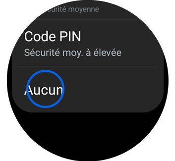 Aperçu du type d'écran de verrouillage avec l'option « Aucun ».