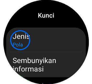 Tampilan layar "Kunci" dengan opsi "Jenis" disorot.