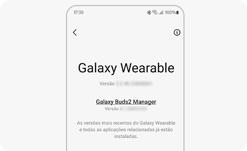 Vista do ecrã de atualização de software do Galaxy Wearable.