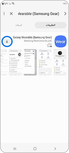 صورة لشاشة "التطبيقات" و"السمات" مزودة بخيار للنقر فوق أيقونة التثبيت.