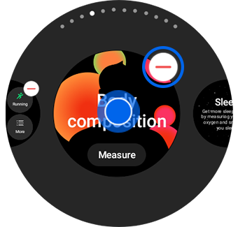 Example view of a tile being removed with a press and hold gesture in the center and the minus button highlighted.