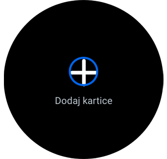 Prikaz opcije "Dodaj kartice" sa istaknutim dugmetom plus.