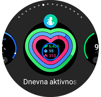 Primjer prikaza pločice koja se dodaje pokretom dodira u sredini.