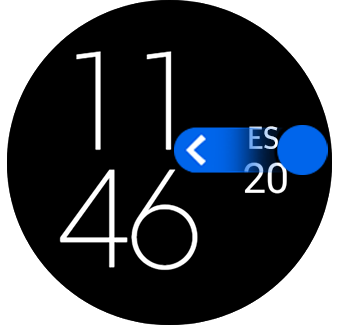 Galaxy Watch4 avaekraani vaade vasakule nipsamise jäljega ekraani parempoolses osas.