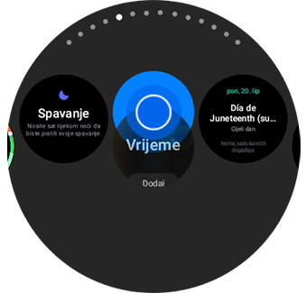 Prikaz premještanja pločice dodirom i držanjem u središtu.