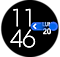 Vista de la pantalla de inicio del Galaxy Watch4 con un gesto de deslizamiento hacia la izquierda en el lado derecho de la pantalla.