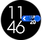 Vista de la pantalla de inicio del Galaxy Watch4 con un gesto de deslizamiento hacia la izquierda en el lado derecho de la pantalla.