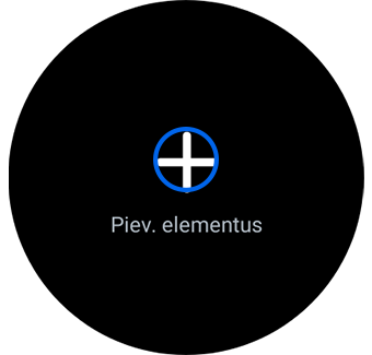 Opcijas "Piev. elementus" skats ar izceltu pluszīmes pogu.