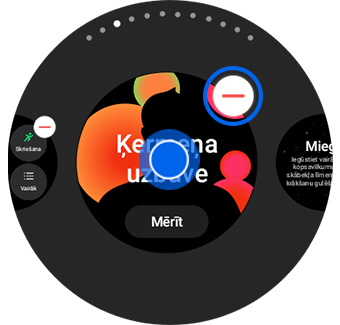 Elementa noņemšanas piemērs, turot nospiestu ekrāna vidusdaļu, ar izceltu mīnuszīmes pogu.