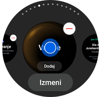 Prikaz primera pločice koja se pomera pokretom pritiska i zadržavanja u središtu.