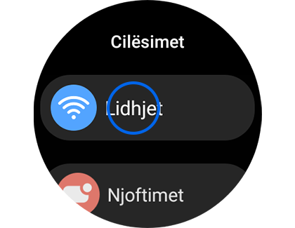 Pamja e ekranit “Cilësimet” me “Lidhjet” të theksuar.