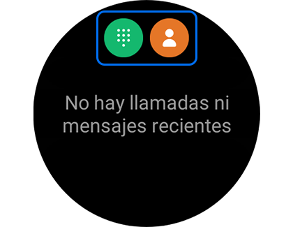 Vista de la pantalla de llamada con el icono del teclado y de los contactos resaltados.