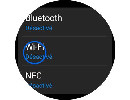 Vue de l'écran « Connexions » avec « Wi-Fi » en évidence.