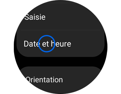Vue de l'écran Général avec « Date et heure » en évidence.