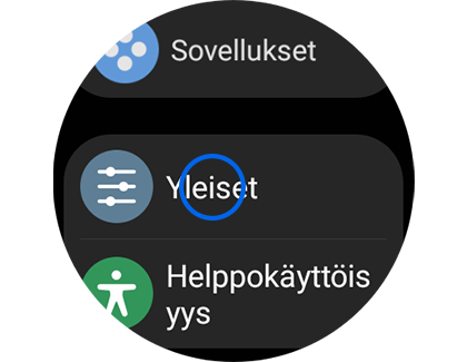 Kuva asetusnäytöstä "Yleiset"-vaihtoehto korostettuna.