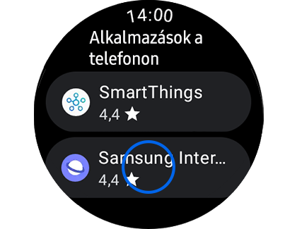 Kép: a „Telefonra telepített alkalmazások” képernyő, amelyen a „Samsung Internet” alkalmazás kiemelten látható.