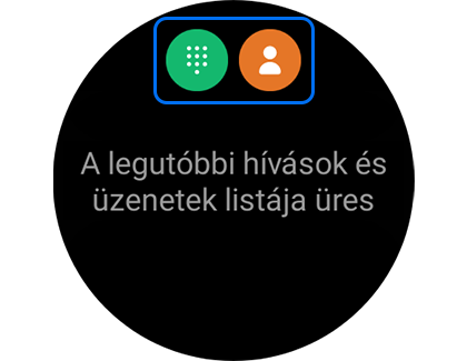 Kép: a hívásindítási képernyő, ahol a Billentyűzet és a Névjegyek ikon kiemelten látható.