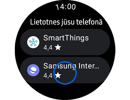 Ekrānā "Tālruņa programmas" izcelta lietotne "Samsung internets".
