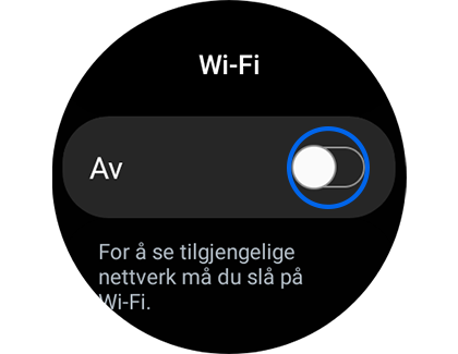 Bilde av “Wi-Fi”-skjermbildet med bryteren på/av uthevet.