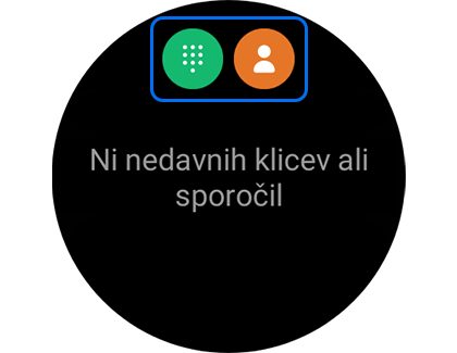 Zobrazenie obrazovky hovoru so zvýraznenou ikonou Klávesnice a ikonou kontaktu.