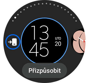 Obrázek znázorňující obrazovku přizpůsobení s vyznačenou ikonou úprav v telefonu.