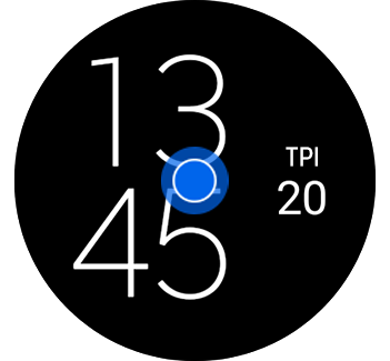 Εμφάνιση καντράν ρολογιού με εικονίδιο παρατεταμένου πατήματος στο κέντρο.