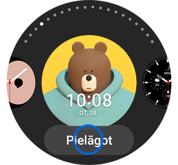 Personalizētas ciparnīcas skats ar izceltu pogu "Pielāgot".