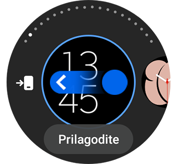 Zobrazenie obrazovky prispôsobenia s ikonou potiahnutia prstom doľava.