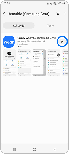 Slika sa preuzetom aplikacijom i kuckanje na ikonu reprodukcije.