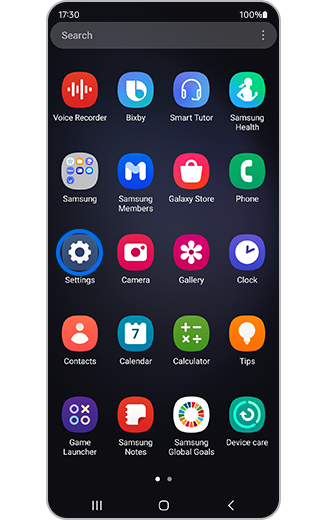 View of the settings icon highlighted.