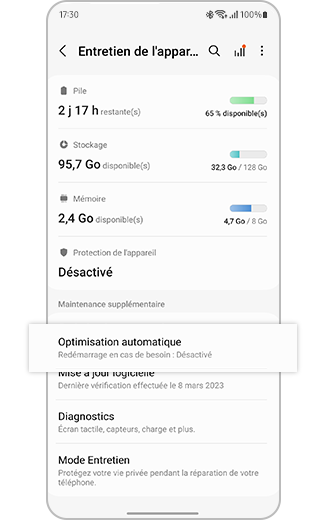 Aperçu de la configuration de l'Optimisation automatique.
